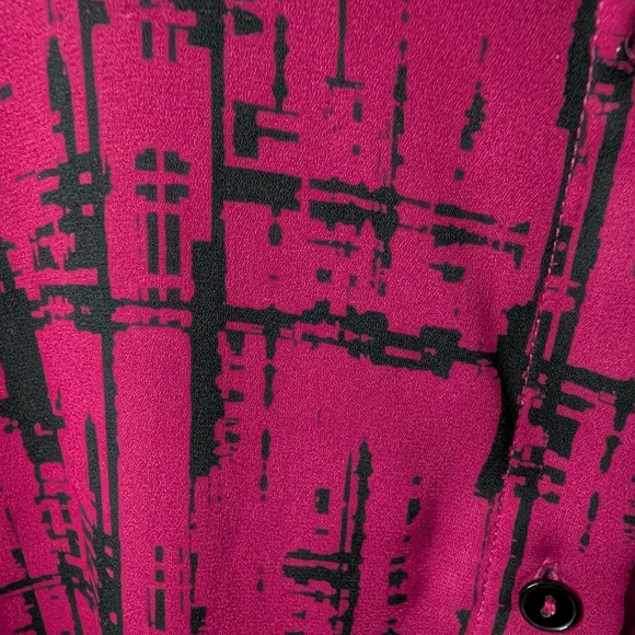 Susan Graver Pink Abstract Print Button Up Blouse Plus Size 24W - Picture 3 of 4